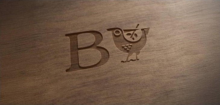 The B.fabers logo engraved in solid wood