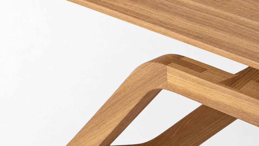 Héraclite, table de repas, Frêne Olivier Variations claires, 230 × 90 cm, h 75 cm