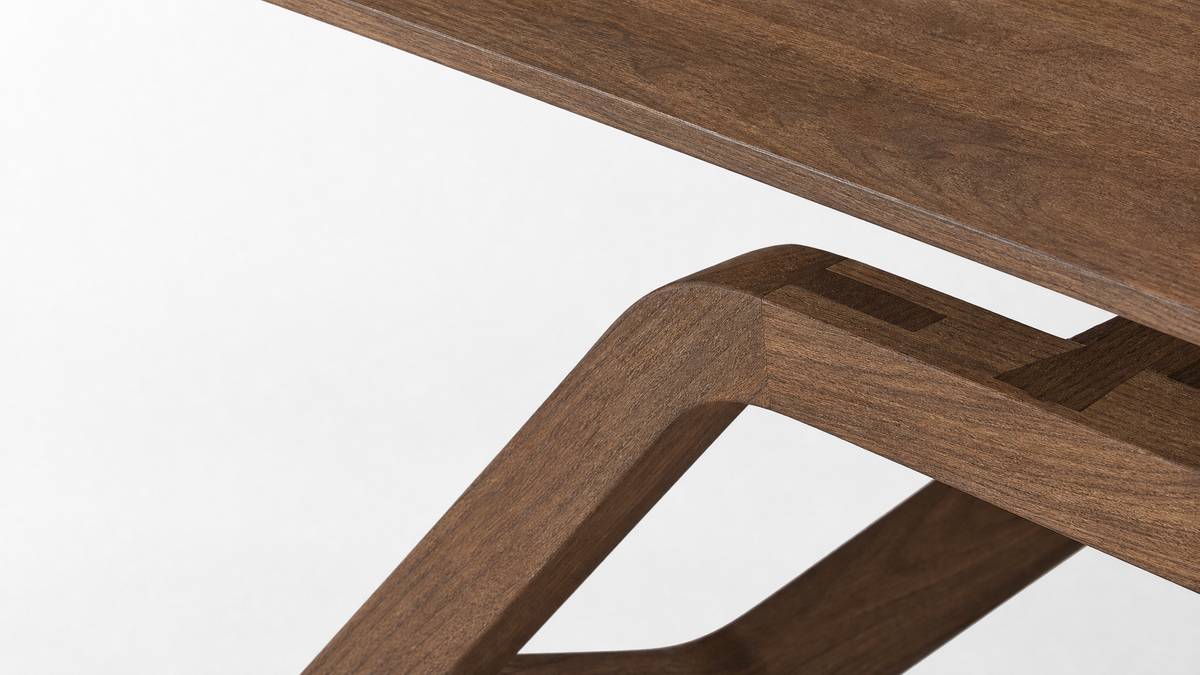 Héraclite, table de repas, Noyer Brun authentique, 230 × 90 cm, h 75 cm