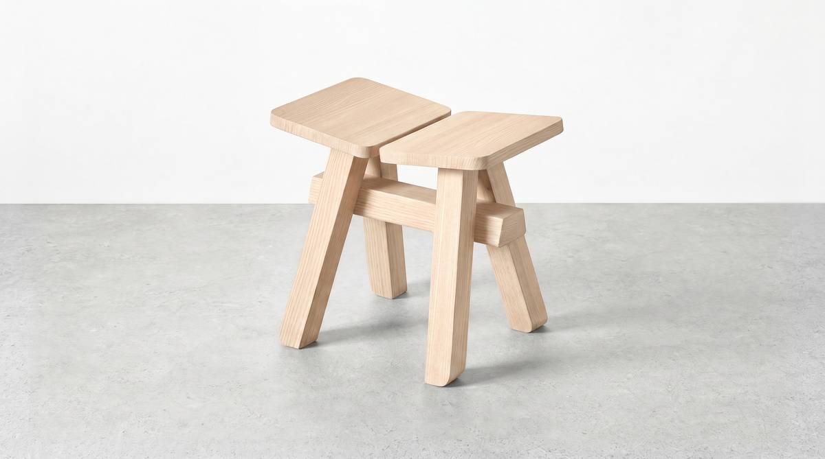 Zhuangzi, low stool, Ash Opaline, L 35 × W 27 cm, h 32 cm