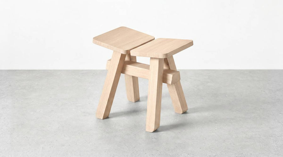 Zhuangzi, low stool, Ash Opaline, L 35 × W 27 cm, h 32 cm