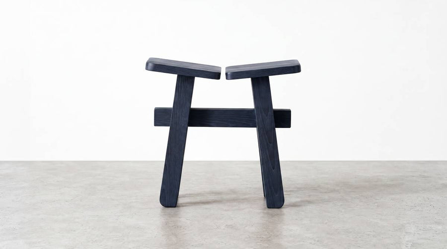 Zhuangzi, low stool, Ash Basalt Blue, L 35 × W 27 cm, h 32 cm
