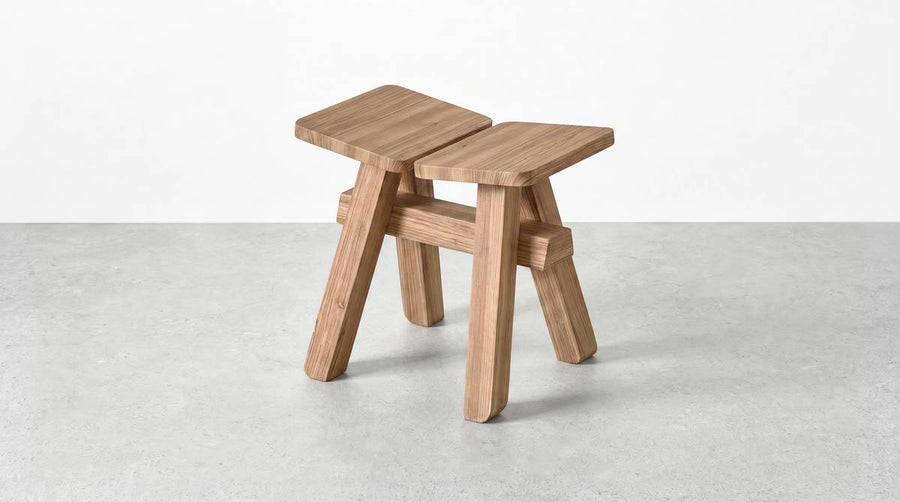 Zhuangzi, low stool, Olive Ash Light Variations, L 35 × W 27 cm, h 32 cm