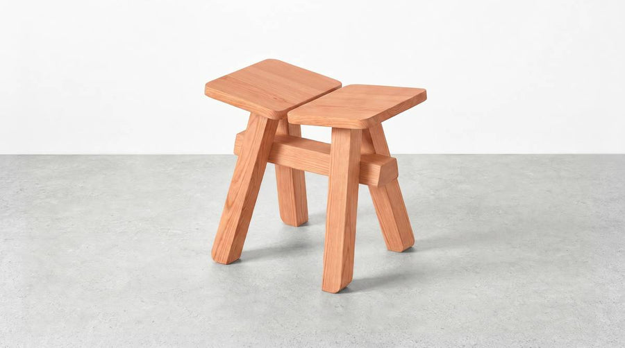 Zhuangzi, low stool, Cherry Natural Warmth, L 35 × W 27 cm, h 32 cm
