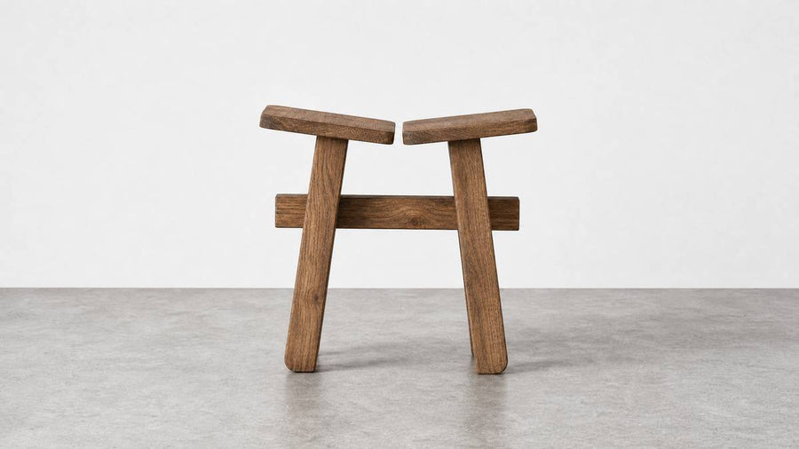 Zhuangzi, low stool, Walnut Authentic Brown, L 35 × W 27 cm, h 32 cm