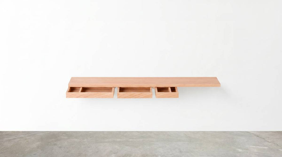 Nescio, wall console, three drawers, Cherry Natural Warmth, 180 × 30 cm, d. 9,8 cm