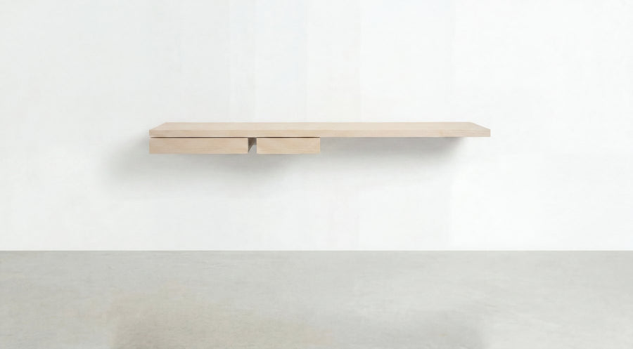 Nescio, wall console, two drawers, Cherry Natural Warmth, 140 × 30 cm, d. 9,8 cm