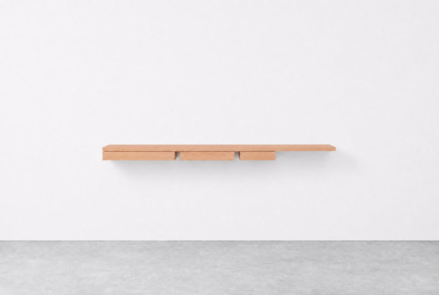 Nescio, wall console, three drawers, Ash Opaline, 180 × 30 cm, d. 9,8 cm