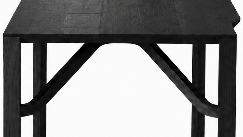 Héraclite, écritoire, détail Frêne Nocturne, Rectangulaire 170×69