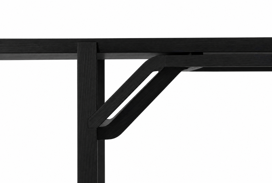 Héraclite, table de repas, détail Frêne Nocturne, Rectangulaire 230×90