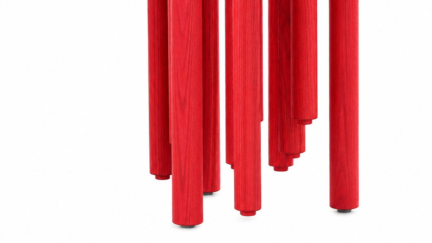 Madame Taconeo, détail Frêne Rouge lumière, Assise 105×30