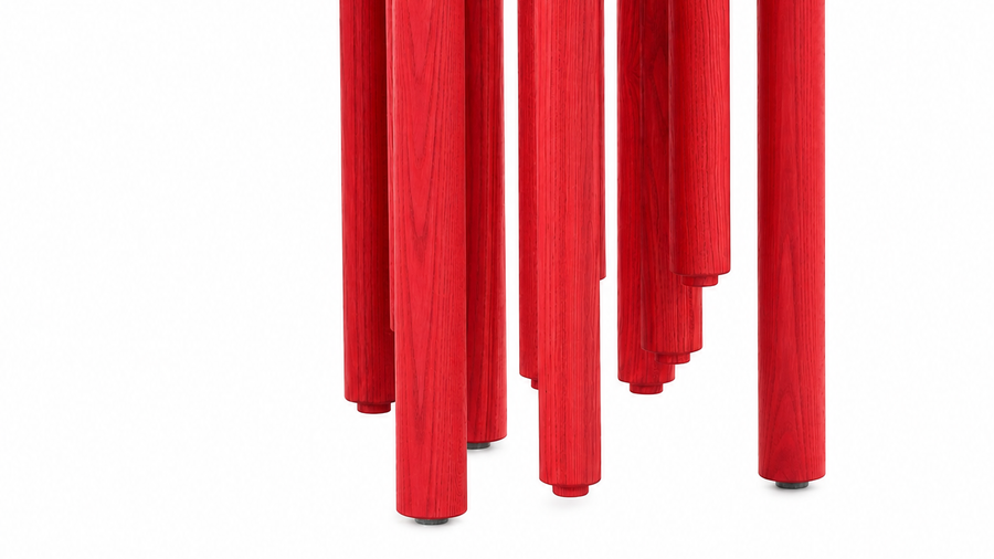 Madame Taconeo, détail Frêne Rouge lumière, Assise 105×30