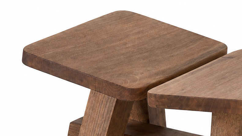 Zhuangzi, detail Walnut Brun authentique, Stool 35×27