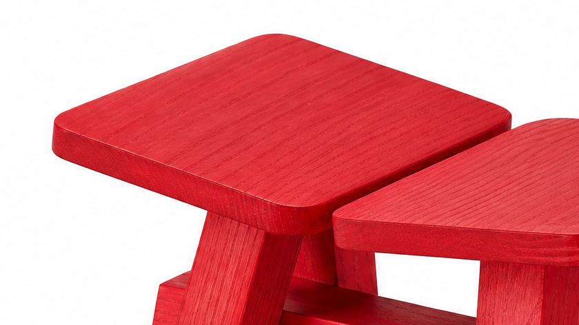 Zhuangzi, detail Ash Luminous Red, Stool 35×27